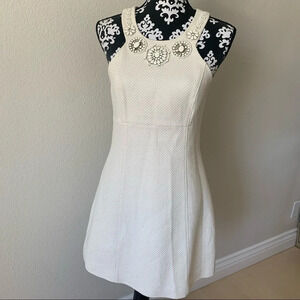 EverNew Women's US 6 Racerback Jewel Neck Mini Dress White Off White.